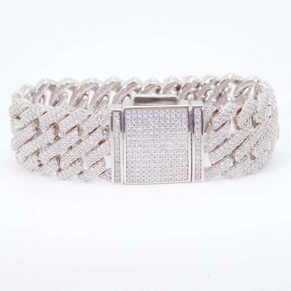 bracelet necklace mossanite Fashion Jewelry Width 26cm 925 Sterling Silver Vvs Round Cut Moissanite Bracelet Iced Out Cuban Link TMXV