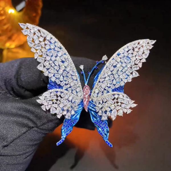 Brooches designer jewelry New Style Heavy Duty Inlaid AAA Zircon Double Layer Butterfly Brooch, Light Luxury Fashionable High End Statement Clothing Accessory