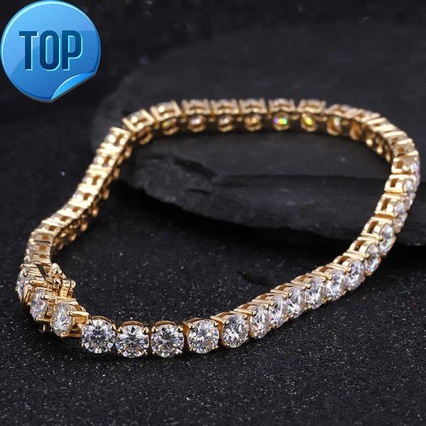 14k Gold Brilliant Round Shape Moissanite Tennis Chain 3MM Bracelet